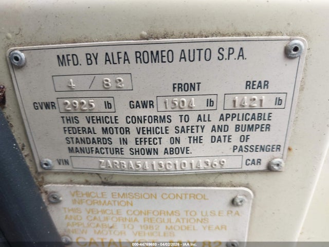 1982 ALFA ROMEO VELOCE ZARBA5413C1014369 Photo 8