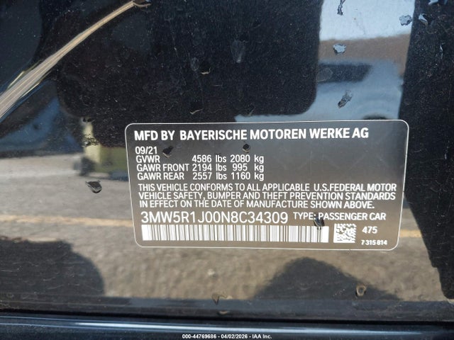 BMW 330I 2022 3MW5R1J00N8C34309 Image 9