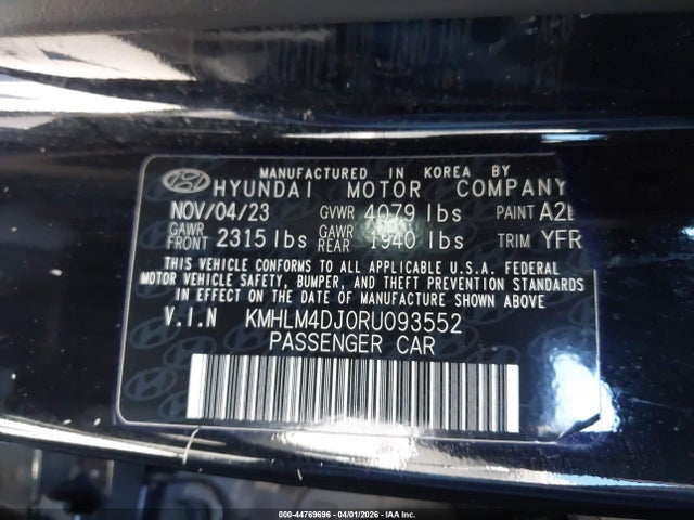 KMHLM4DJ0RU093552 Hyundai Elantra Hybrid Blue