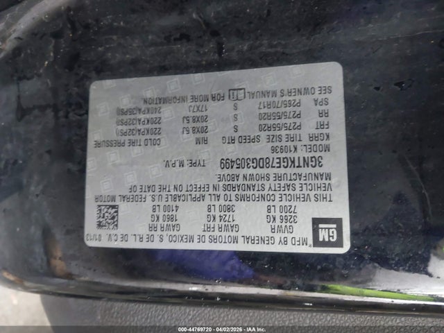 44769720 :رقم المزاد ، 3GNTKGE78DG305499 vin ، 2013 Chevrolet Avalanche Ltz مزاد بيع
