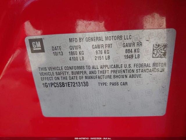 Chevrolet Cruze 1lt Auto 2014 1G1PC5SB1E7213130 Image 9