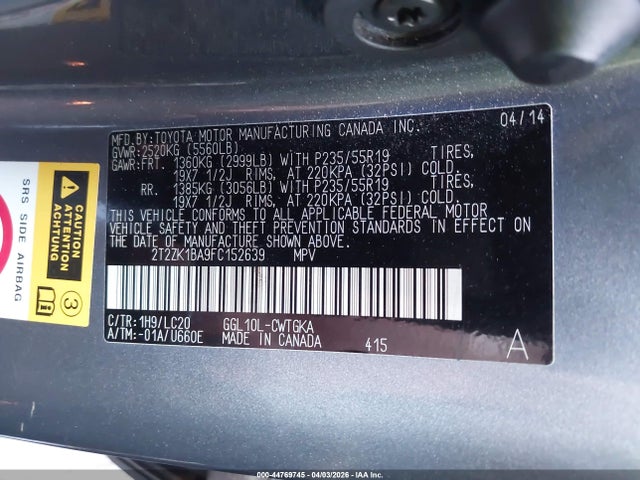 Продажа на аукционе авто 2015 Lexus Rx 350, vin: 2T2ZK1BA9FC152639, номер лота: 44769745