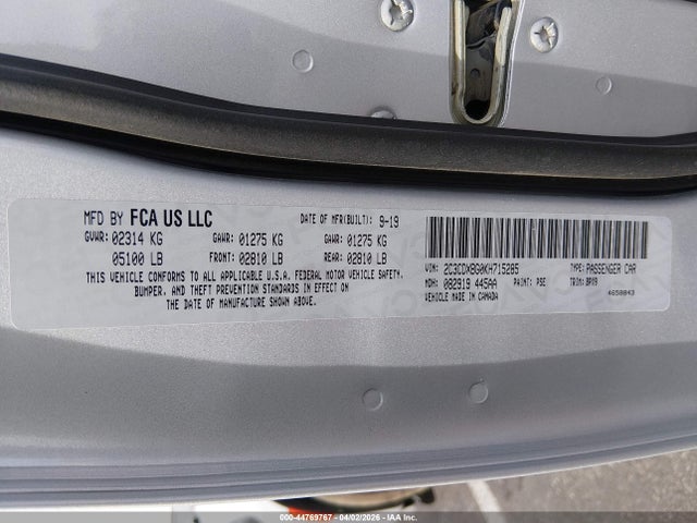 2C3CDXBG0KH715285 Dodge Charger Sxt Rwd