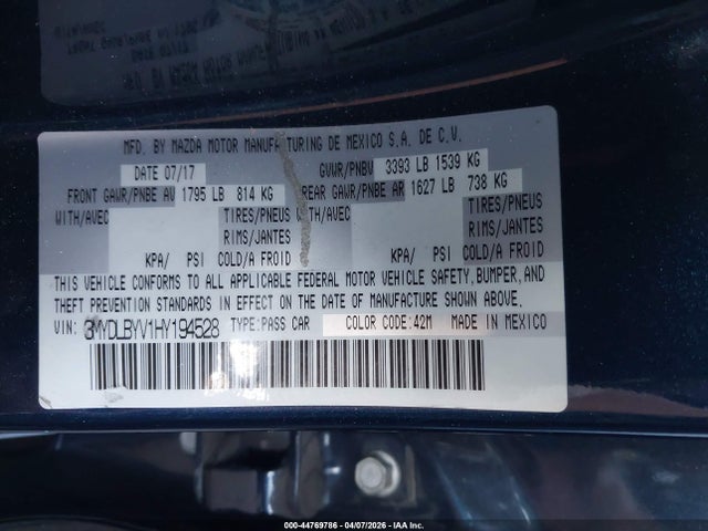 3MYDLBYV1HY194528 Toyota YARIS IA