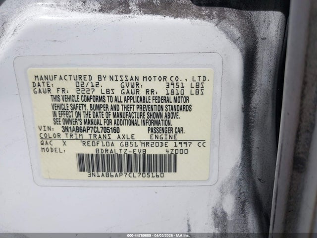 2012 NISSAN SENTRA 3N1AB6AP7CL705160 Photo 8