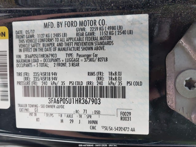 Ford Fusion Energi Titanium 2017 3FA6P0SU1HR367903 Image 9