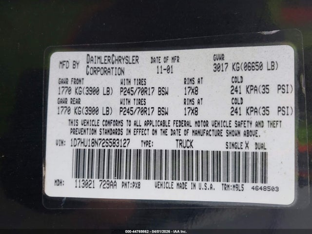 2002 DODGE RAM 1500 1D7HU18N72S583127 Photo 8