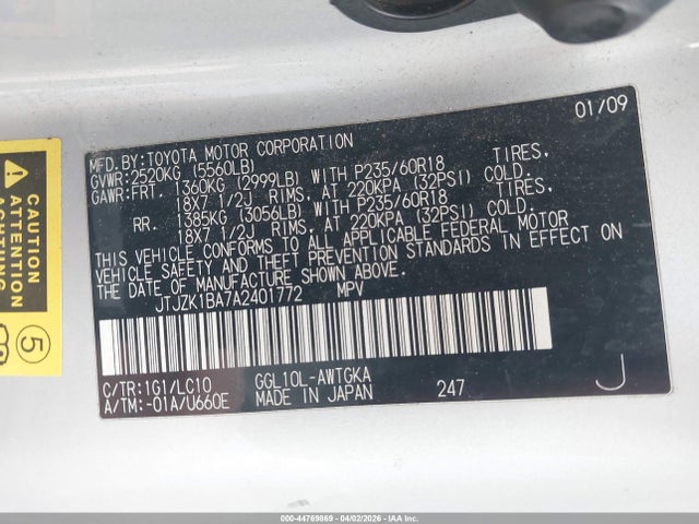 Продажа на аукционе авто 2010 Lexus Rx 350, vin: JTJZK1BA7A2401772, номер лота: 44769869