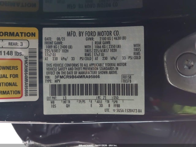 Ford Bronco Sport Big Bend 2021 3FMCR9B64MRA95866 Image 9