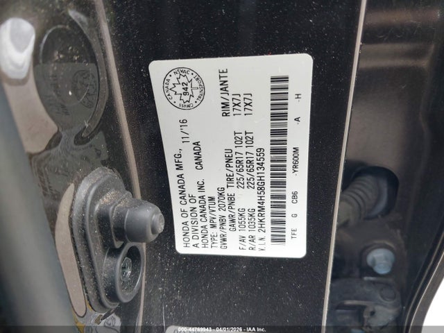 44769943 :رقم المزاد ، 2HKRM4H58GH134559 vin ، 2016 Honda Cr-v Ex مزاد بيع