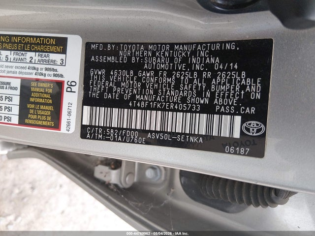 Aukcja sprzedaży 2014 Toyota Camry Le, vin: 4T4BF1FK7ER405733, numer aukcji: 44769962