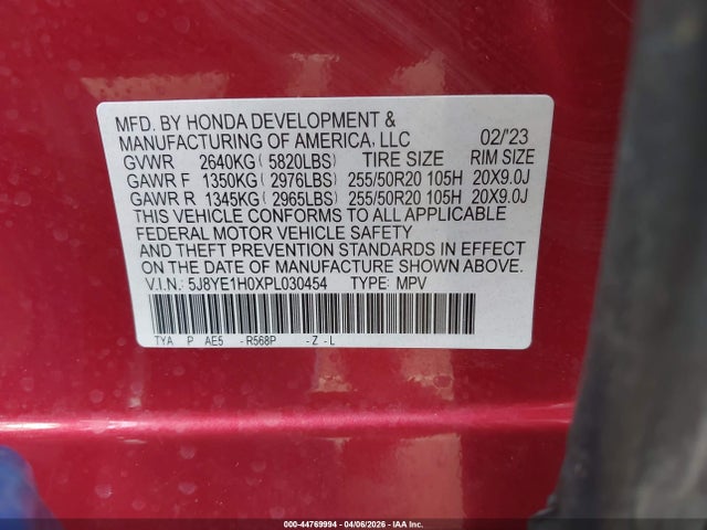 2023 Acura Mdx A-spec მანქანა იყიდება აუქციონზე, vin: 5J8YE1H0XPL030454, აუქციონის ნომერი: 44769994