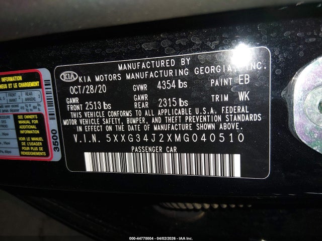 2021 KIA K5 5XXG34J2XMG040510 Photo 8