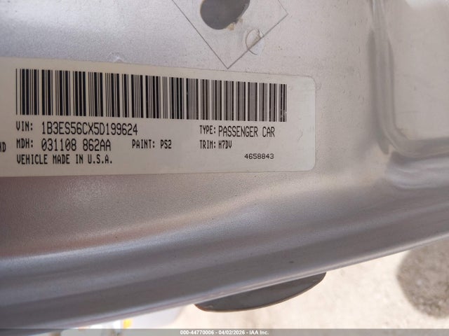 Aukcja sprzedaży 2005 Dodge Neon Sxt, vin: 1B3ES56CX5D199624, numer aukcji: 44770006