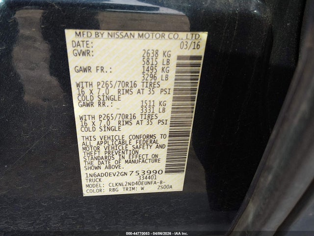 Nissan Frontier Sv 2016 1N6AD0EV2GN753990 Image 9