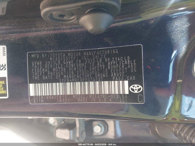 Продаж на аукціоні авто 2023 Toyota Corolla Le, vin: 5YFB4MDE0PP075727, номер лоту: 44770146