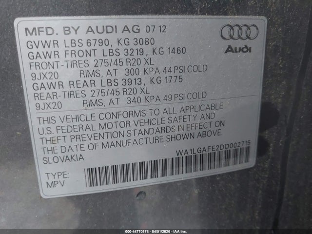 2013 AUDI Q7 WA1LGAFE2DD002715 Photo 8
