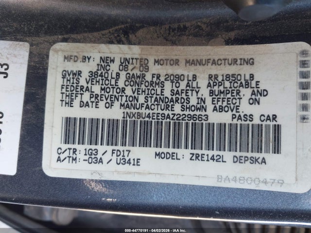 Продаж на аукціоні авто 2010 Toyota Corolla S, vin: 1NXBU4EE9AZ229663, номер лоту: 44770191