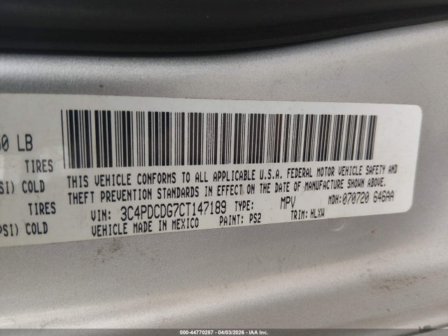 Aukcja sprzedaży 2012 Dodge Journey Crew, vin: 3C4PDCDG7CT147189, numer aukcji: 44770287