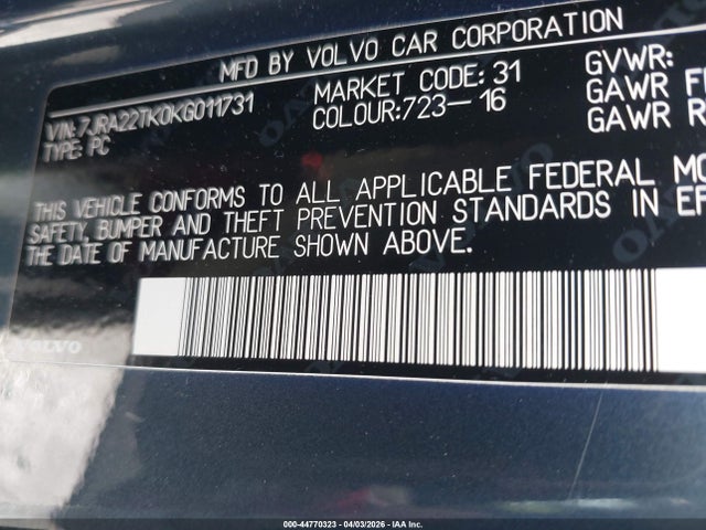 2019 VOLVO S60 7JRA22TK0KG011731 Photo 8