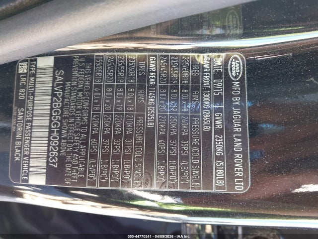 2016 LAND ROVER RANGE ROVER EVOQUE SALVP2BG5GH092637 Photo 8