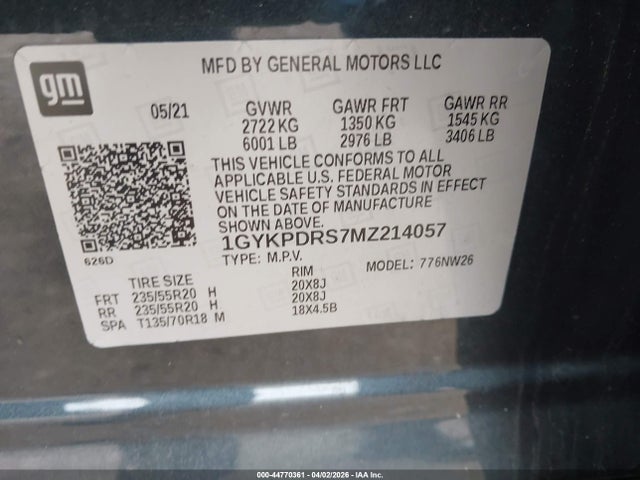 1GYKPDRS7MZ214057 Cadillac Xt6 Awd Premium Luxury