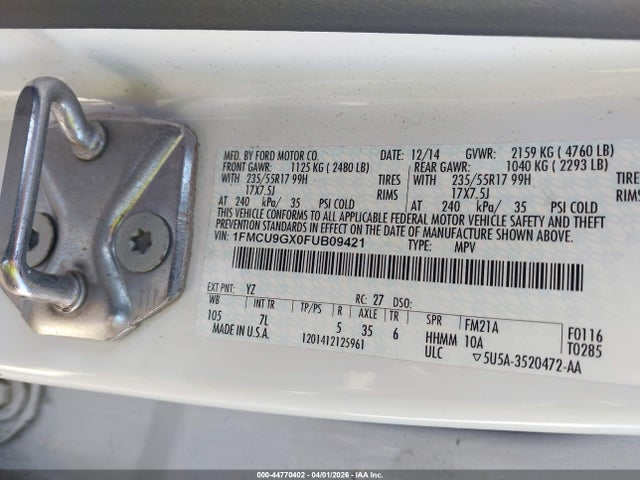 Ford ESCAPE SE 2015 1FMCU9GX0FUB09421 Image 9