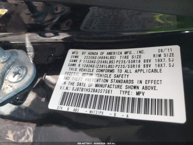 2011 ACURA RDX 5J8TB1H52BA007561 Photo 8