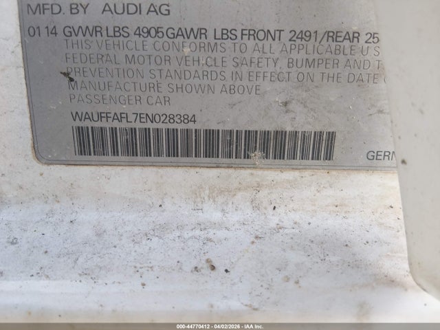 Продаж на аукціоні авто 2014 Audi A4 2.0t Premium, vin: WAUFFAFL7EN028384, номер лоту: 44770412