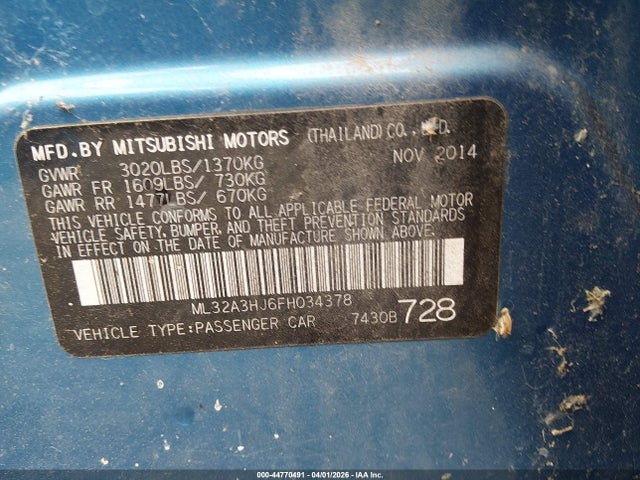 2015 MITSUBISHI MIRAGE ML32A3HJ6FH034378 Photo 8