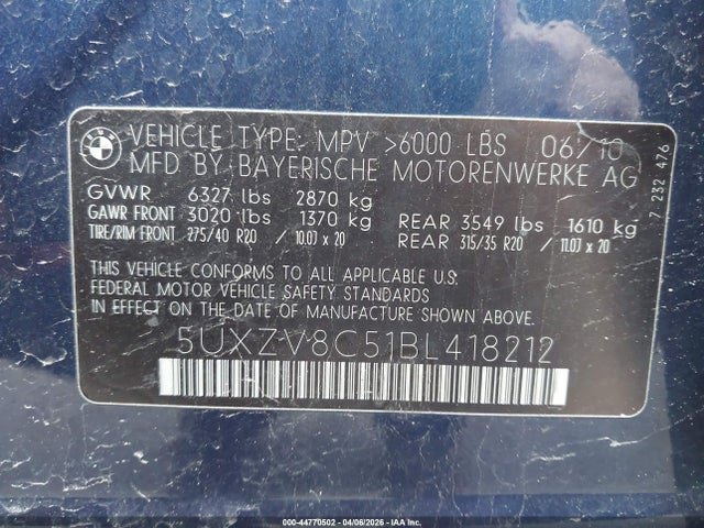 2011 BMW X5 5UXZV8C51BL418212 Photo 8