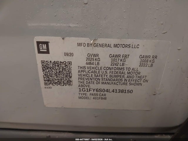 2020 CHEVROLET BOLT EV 1G1FY6S04L4138150 Photo 8