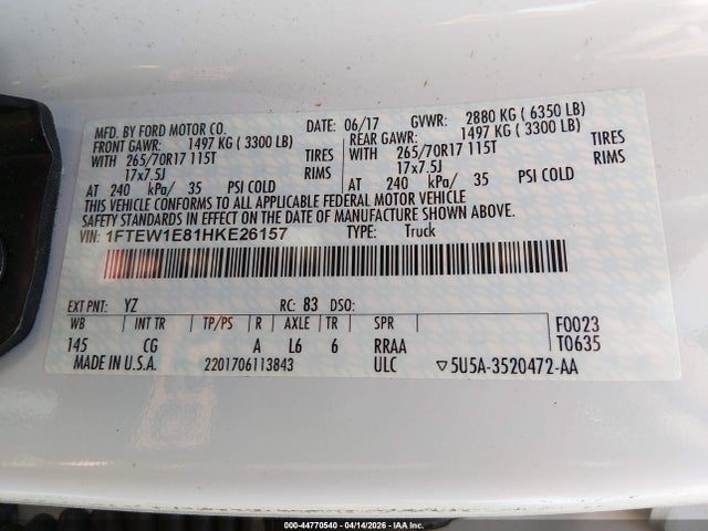 2017 FORD F-150 1FTEW1E81HKE26157 Photo 8