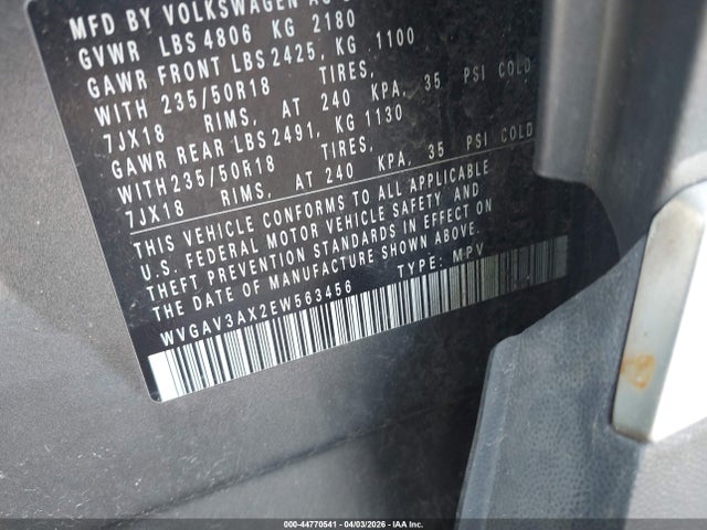 2014 VOLKSWAGEN TIGUAN WVGAV3AX2EW563456 Photo 8