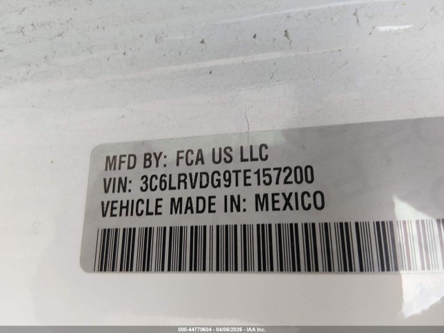 Продажа на аукционе авто 2026 Ram Promaster 2500 Tradesman High Roof 159 Wb W/pass Seat, vin: 3C6LRVDG9TE157200, номер лота: 44770604