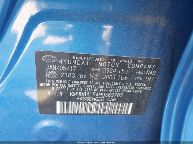 KMHD84LF4HU369705 Hyundai Elantra Value Edition