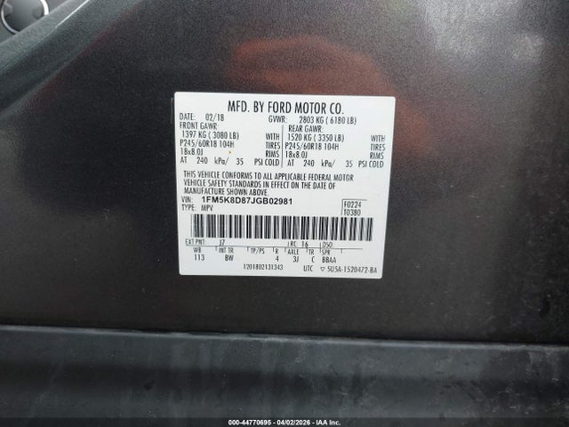Ford EXPLORER XLT 2018 1FM5K8D87JGB02981 Image 9