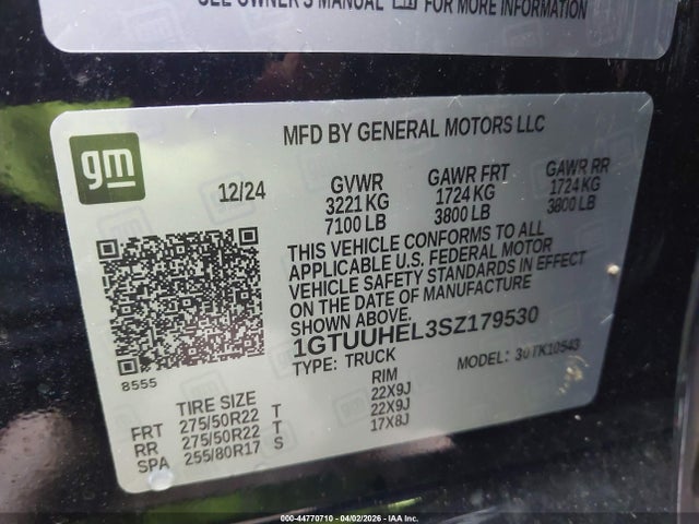 44770710 :رقم المزاد ، 1GTUUHEL3SZ179530 vin ، 2025 Gmc Sierra 1500 مزاد بيع