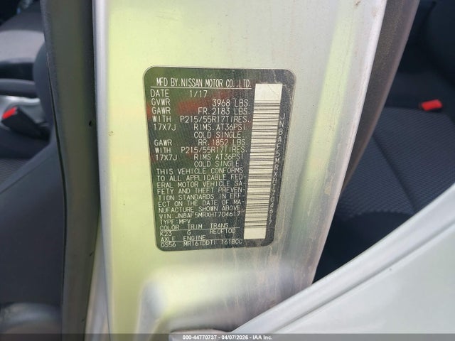 Продажа на аукционе авто 2017 Nissan Juke S, vin: JN8AF5MRXHT704617, номер лота: 44770737