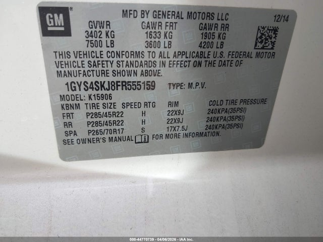 2015 CADILLAC ESCALADE ESV 1GYS4SKJ8FR555159 Photo 8