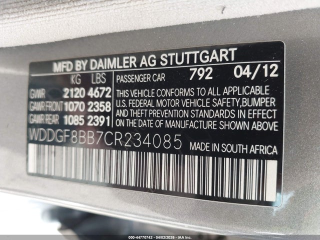 2012 MERCEDES-BENZ C 300 WDDGF8BB7CR234085 Photo 8