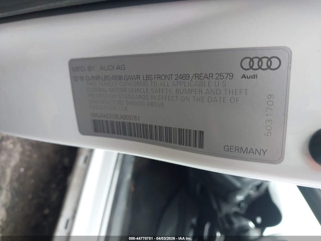 Aukcja sprzedaży 2020 Audi A5 Sportback Premium 45 Tfsi Quattro S Tronic, vin: WAUANCF59LA003761, numer aukcji: 44770751