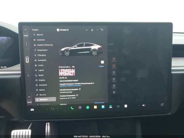 Продаж на аукціоні авто 2021 Tesla Model S Plaid Tri Motor All-wheel Drive, vin: 5YJSA1E68MF439057, номер лоту: 44770763