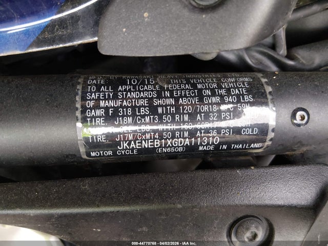 Продаж на аукціоні авто 2016 Kawasaki En650 B, vin: JKAENEB1XGDA11310, номер лоту: 44770768