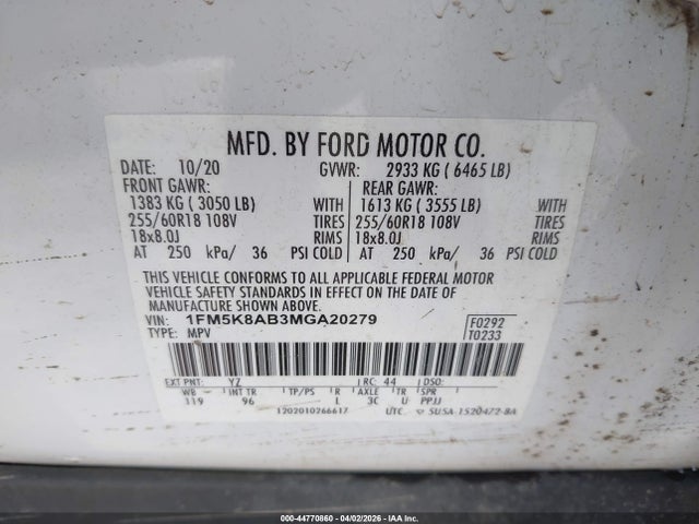 2021 FORD POLICE INTERCEPTOR UTILITY 1FM5K8AB3MGA20279 Photo 8