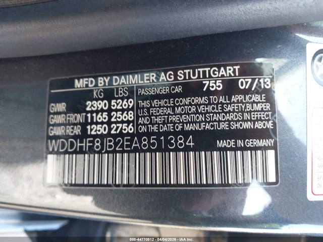Продаж на аукціоні авто 2014 Mercedes-benz E 350 4matic, vin: WDDHF8JB2EA851384, номер лоту: 44770912