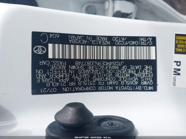 JTDS4MCE9NJ087748 Toyota COROLLA SE