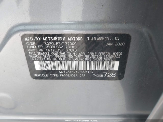 ML32A4HJ6LH005187 Mitsubishi MIRAGE SE