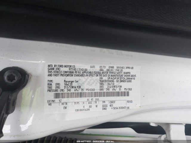 Продажа на аукционе авто 2013 Ford Focus Se, vin: 1FADP3F27DL266410, номер лота: 44771031