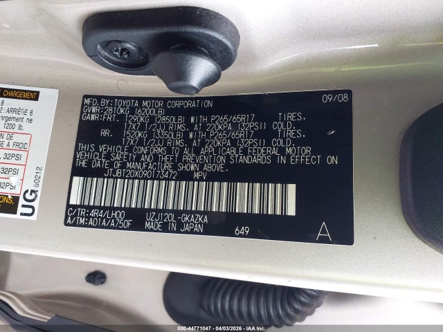 Продаж на аукціоні авто 2009 Lexus Gx 470, vin: JTJBT20X090173472, номер лоту: 44771047
